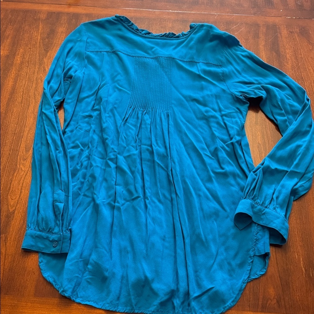 Sundance Sera Ruffle Boho Ribbed Blue Blouse - Picture 10 of 11